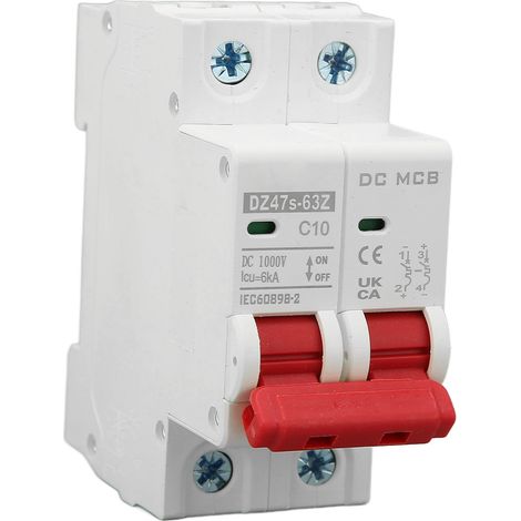 Disjoncteur mini 2P DC1000V 10A, capacité de coupure 6000A, pour petit système solaire photovoltaïque. (1/5)