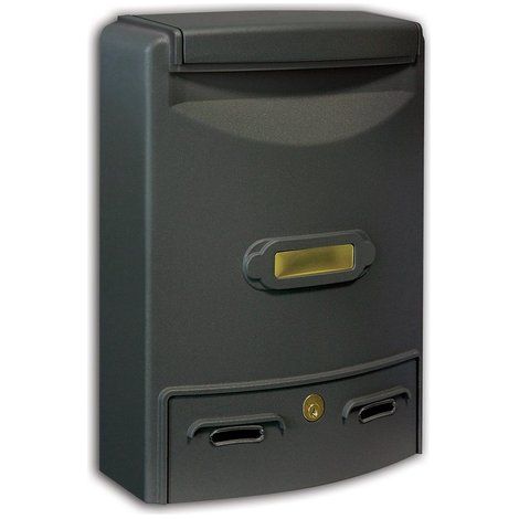 Alubox 47262 Europa Maxi Cassetta Postale in Alluminio Pressofuso Verniciato con Trattamento Anticorrosione Formato Rivista con Serratura di Sicurezza e Portanome in Ottone Personalizzabile colore Gri (1/2)