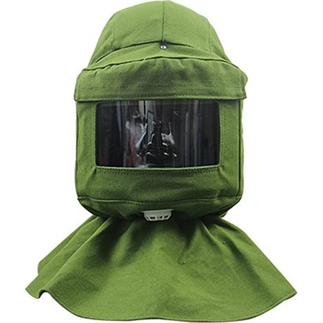 Sandstrahlglocke, Sandstrahlschal, Windmaske, Anti-Sandstrahlen, Staubschutzwerkzeuge, Gesichtsmaske, grünes Segeltuch + Schutzhelm (1/5)
