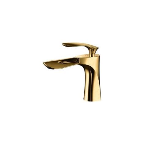 Robinet de lavabo pour salle de bain Mitigeur en laiton Fini or chrome doré Mitigeur avec lavabo(avec tuyau) (1/4)