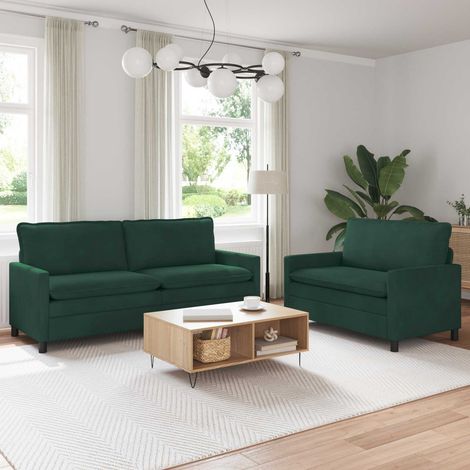 Juego de Sofá 2 pcs Verde oscuro Terciopelo
