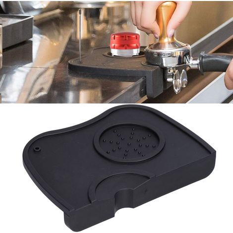Schwarze Silikon-Kaffeetampermatte, kantenfest, rutschfest, geeignet für Bartheken, Kaffeemaschinen, Tamperbasen und mittelgroße Werkzeuge. (1/5)