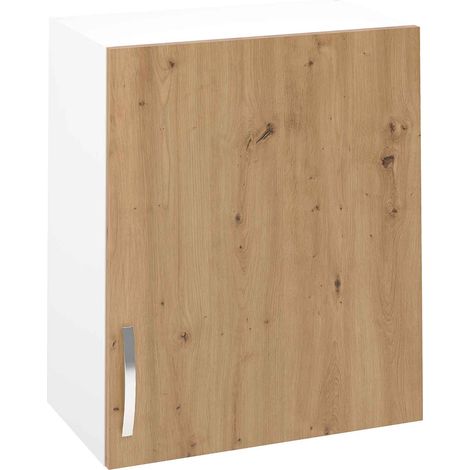 Meuble haut de cuisine avec 1 porte coloris Chêne Albar - Hauteur 70 x Longueur 60 x profondeur 35 cm (1/2)