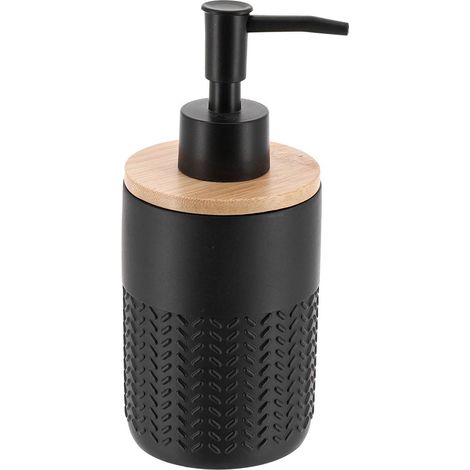Dispenser di sapone in poliresina e bambù 260ml - nero - Tendance (1/2)