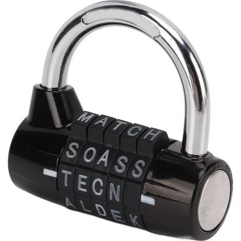 Serrure à combinaison à 5 lettres, cadenas antivol en alliage de Zinc noir solide pour valise de gymnastique. (1/5)