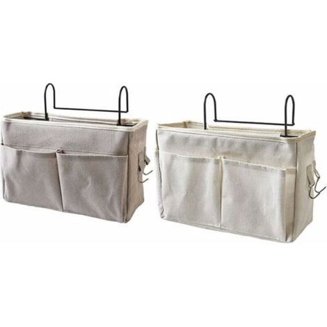 2 Pièce Organisateur de Chevet. Poches de Chevet à Suspendre. Sac de Rangement à Suspendre pour Table de Chevet. Poche de Rangement Chevet. pour Montre. Téléphone Portable. Lunettes. Magazines