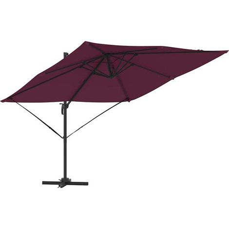 Parasol rouge romain, dimensions : 286 x 284 x 265 cm, matériau : aluminium et fibre de polyester. (1/5)