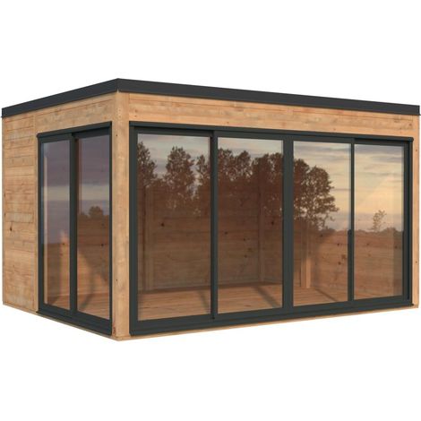 Abri de jardin en bois Serena 12,6 m2 Set 1 Slide Traité Marron (1/5)
