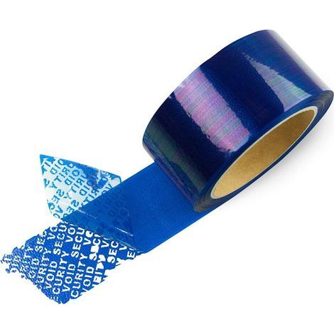 Ruban De Sécurité Antifraude - 50 mm x 50 m - Bleu - Pour Scellage Enveloppes Cartons Colis - 1 Rouleau (1/4)