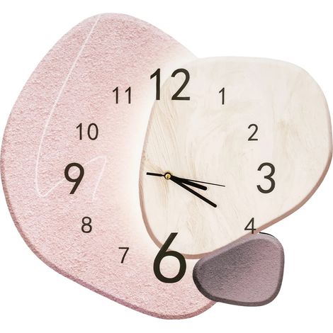 Reloj de pared, movimiento silencioso, elegante diseño de piedra en 3D, rosa y blanco. (1/2)