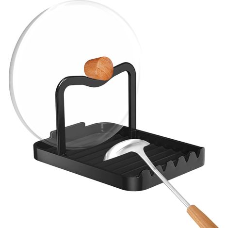 Soporte para tapa de olla, posacucharas, soporte para tapa de olla, posacucharas de aluminio, escurridor de utensilios de cocina
