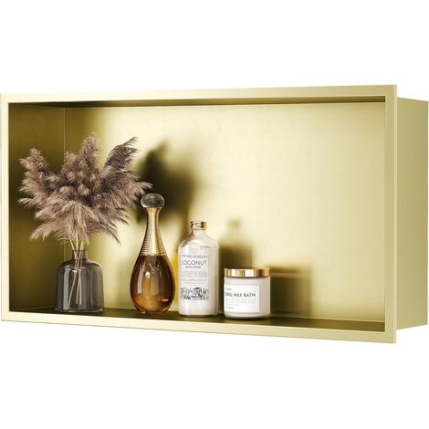 Niche murale pour douche 60 x 30 cm en acier inoxydable 304 - Niche de douche dorée - Niche intégrée de stockage pour rénovation de salle de bain (1/5)