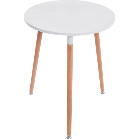 Table de cuisine petite table d'appoint ronde 3 pieds en bois clair Ø60 cm TAB10012 (1/4)