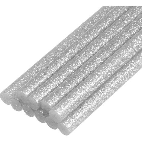 Bâtons pour Colle Pistolet 0.27 pouce x 4 pouce Argent Gris Brillant 10pcs (1/5)