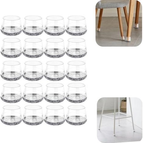 Patins de pieds de chaise lot de 20 - protections antidérapantes et anti-bruit pour meubles, transparentes, 2,5 x 2,3 cm (1/5)