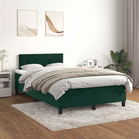 Boxspringbett mit Matratze Dunkelgrün 120x200 cm Samt