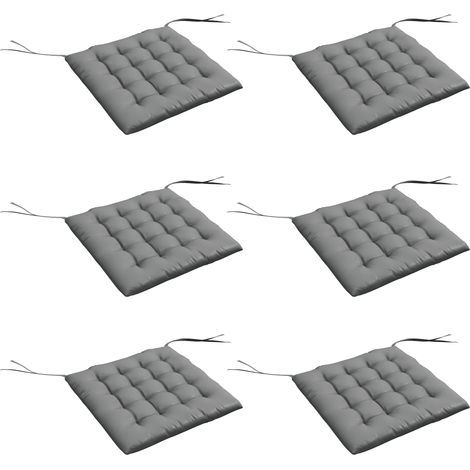Lot de 6 coussins de chaise de jardin, Coussins extérieur capitonné, grand confort cm avec attaches, dim. 40L x 40l cm (1/5)