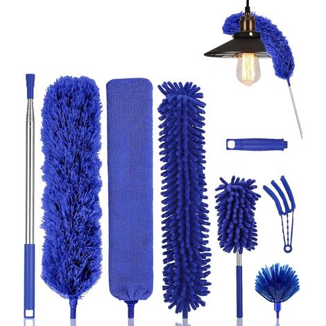 8 x Telescopic Microfibre Washable Duster Blue (1/5)