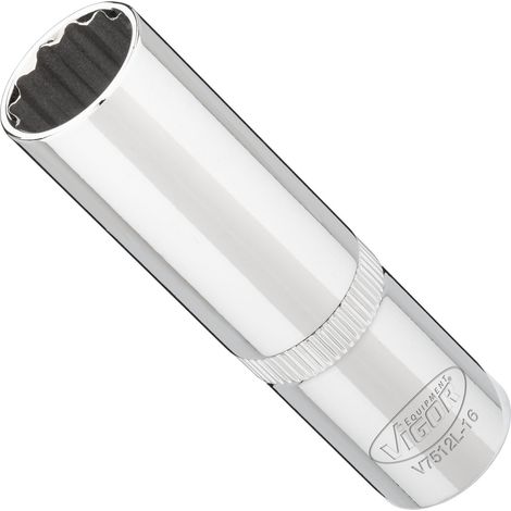 VIGOR Steckschlüsseleinsatz, lang, 1/2 (12,5 mm) Vierkant hohl, Außen Doppelsechskant Profil, SW 16 mm (1/3)
