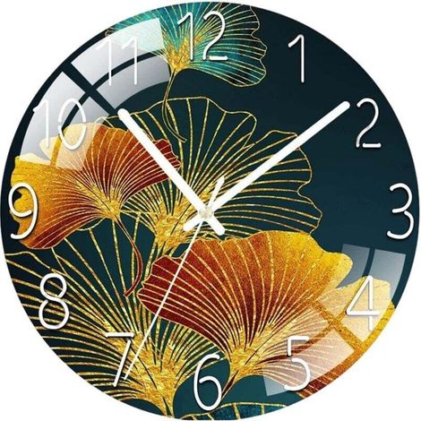 Horloge Murale - Mouvement Quartz Silencieux - Pour Salon Chambre Bureau - Verre Et Acier - 1 Pièce (1/4)