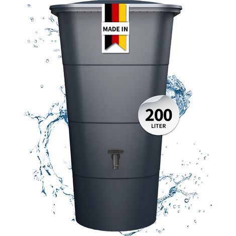 GARANTIA IBIZA Regentonne eckig 200 Liter graphite grey inkl. Deckel und Hahn