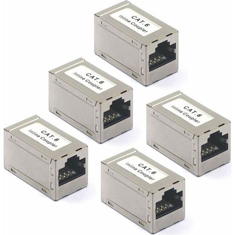 Coupleur Rj45 Ethernet Cat6 Adaptateur Femelle À Femelle Câble Connecteur Blindé Lot De 5,de (1/5)