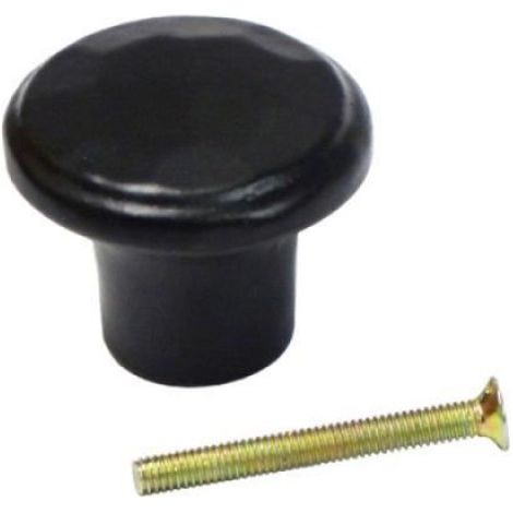 Pommeau De Porte - 32 Mm - En Fer Noir - Pour Porte Intérieure Extérieure - Lot De 1 (1/3)
