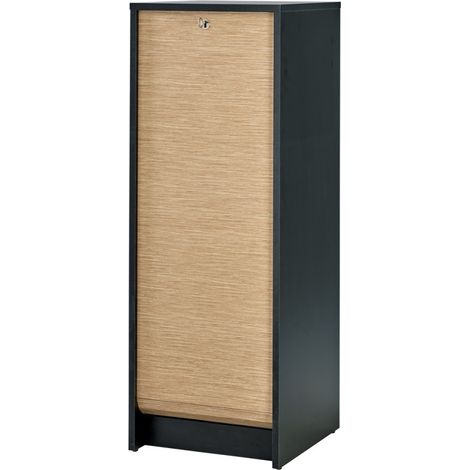 Beaux Meubles Pas Chers – Classeur à rideau noir bicolore 5 niches – Dimensions L 37.8 x H 103.8 x P 38.4 cm – Meuble gain de place avec rideau coulissant (1/3)