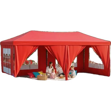 Carpa plegable con estructura, 3x6 metros, tejido resistente, protección UV, verde militar. (1/2)