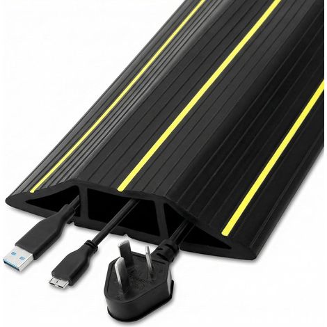Protege Cable Sol, 3 M, Passe Cable, 3 Canaux, Dissimule et Protege Cordons, Fils et Cables (1/5)