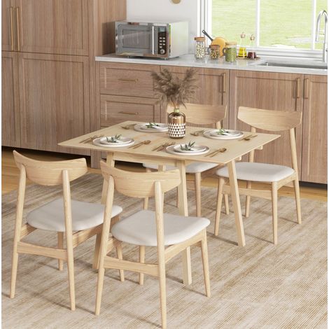 Mesa de comedor plegable de madera 110 x 86 x 75 cm, para 2 a 4 personas, madera natural OKMYHOME (1/5)