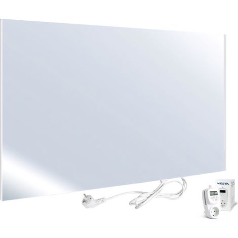UMBRELLA® H450 Chauffage infrarouge miroir 450 W avec thermostat TH12 – Panneau chauffant compact avec technologie Carbon Crystal – Radiateur mural plat avec verre miroir – Design élégant 2-en-1 (1/5)