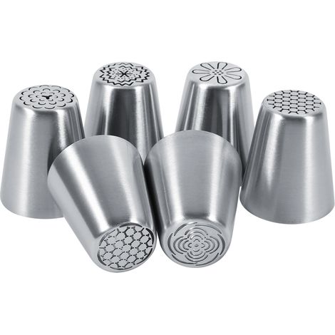 Lot de 6 douilles à pâtisserie en acier inoxydable pour décorer gâteaux et pâtisseries avec des fleurs. (1/5)