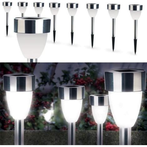 Lampe borne solaire led X8 forme tulipe blanche