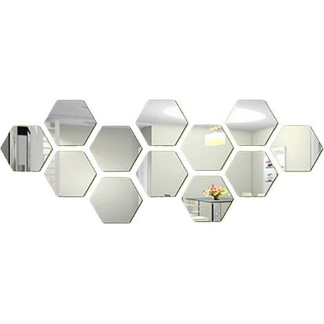 Feuilles de miroir hexagonales réfléchissantes flexibles, carreaux auto-adhésifs, autocollants sans verre pour la décoration de la maison, usage quotidien, salon, comptoir de salle de bain (1/5)