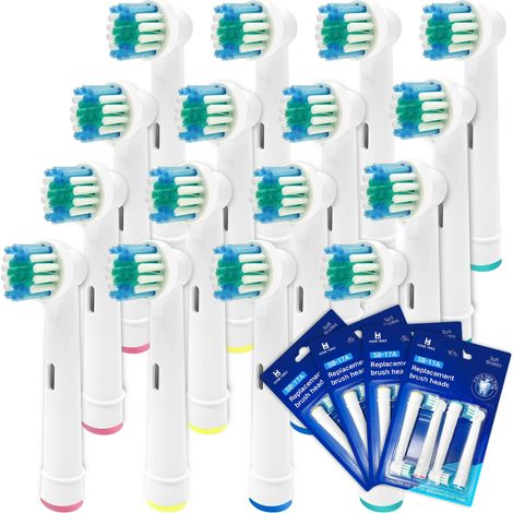 Brossettes de rechange pour brosse à dents électrique, lot de 16, compatibles Oral-B Braun, têtes de remplacement souples, hygiène dentaire, pack économique. (1/4)