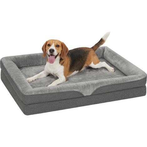 PawHut cama para perros medianos y gatos, colchón para perros con base antideslizante, funda lavable y resistente a derrames, 91x68x16 cm, gris (1/5)