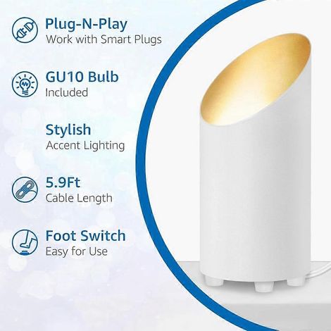 Deux spots de sol intérieurs, lampes de 5 W orientées vers le haut, équipés d'ampoules LED GU10 de 2700 K, prises aux normes américaines. (1/5)
