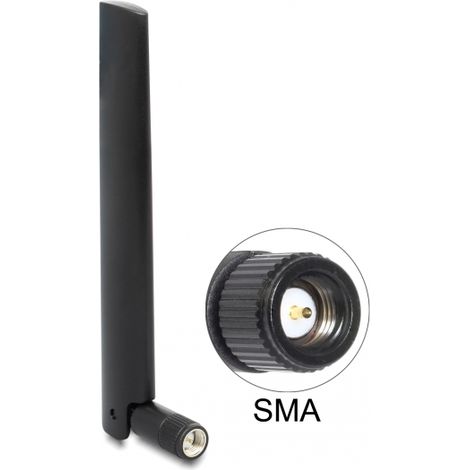 Delock Antena LoRa 868 MHz macho SMA 3 dBi omnidireccional con uniÃ³n de inclinaciÃ³n negro