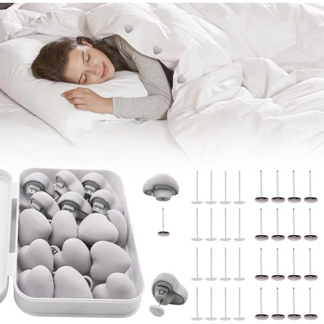 16 Clips de fixation ronds, motif champignon, bouton amour, ABS et aluminium, pour housse de couette, chambre à coucher