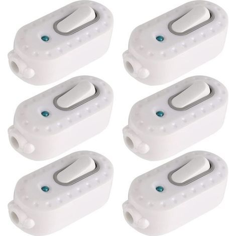 Double Pole Switch, 6 Pcs 6A Compact Plastic On/Off Rocker Switch LED Rocker Switch Inline Cord Light Switch with Indicator Light for Small Appliances (1/5)