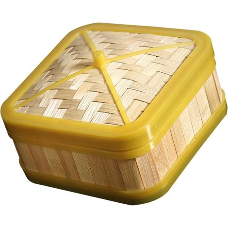 Panier vapeur carré naturel de 15 cm avec couvercle - Cuiseur vapeur pour dim sum, raviolis, bao buns, légumes asiatiques