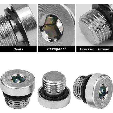 AGE Bouchon Obturateur, 3 Pièces M10 en Acier Carbone Bouchon et, Adapté à L'étanchéité des Tuyaux (1/4)