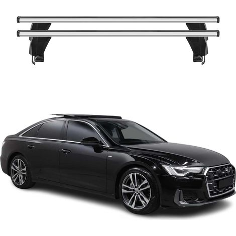 OMAC Dachträger Querträger Alu für Audi A6 C8 Limo 2018-2025 – Abschließbar – T-Nut – City-Crash-getestet – Max. 50 kg Silber (1/5)