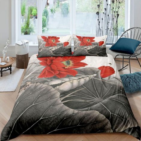 Floral Housse de Couette Feuilles Parure de Lit 140x200cm pour Enfants Filles Women Botanique Sets de Housse de Couette Doux Microfibre avec 1 taie d'oreiller - 140 x 200 cm (1/5)