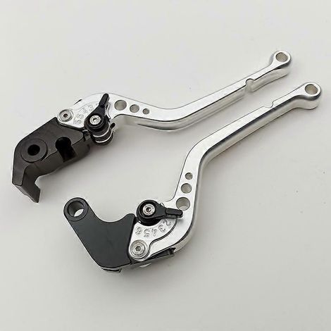 Convient aux motos Aprilia TUONO1100RR/FACTORY leviers de frein, d'embrayage et de klaxon modifiés (longs, argentés, 1 paire) (1/5)