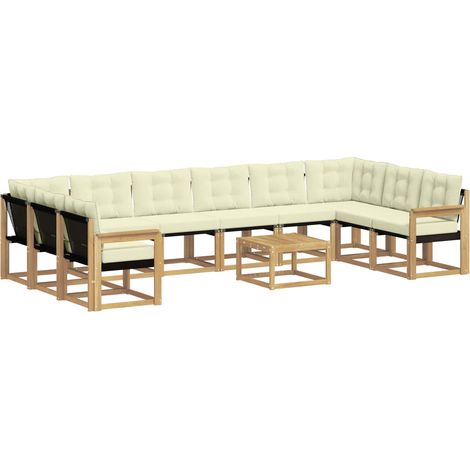 Set di divani da esterno 11 pz Bianco e Crema vidaXL (1/5)