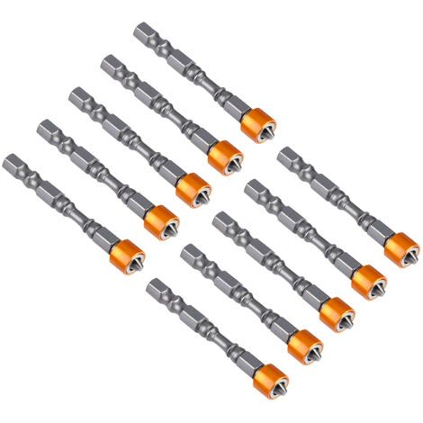 Lot de 10 embouts de tournevis magnétiques antidérapants à tige hexagonale PH2 de 65 mm pour vis à plaques de plâtre.