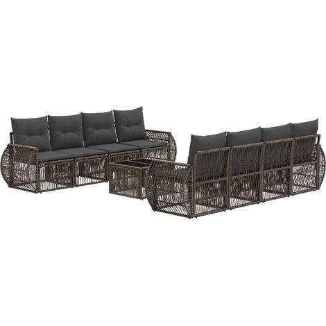Conjunto de sofás de jardín 9 uds. Gris ratán sintético vidaXL (1/5)