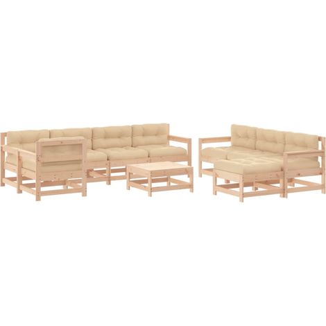 Maison Exclusive - Juego de muebles de jardín 10 piezas y cojines (1/5)